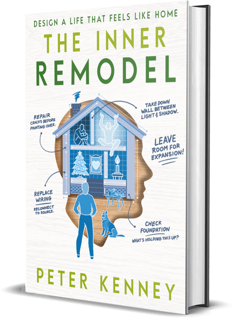 A house inside a head depicting the inner rooms of your life.