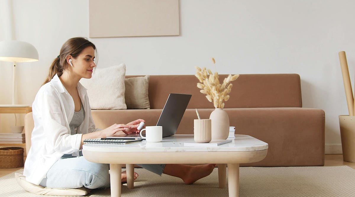 Woman on the working on a laptop