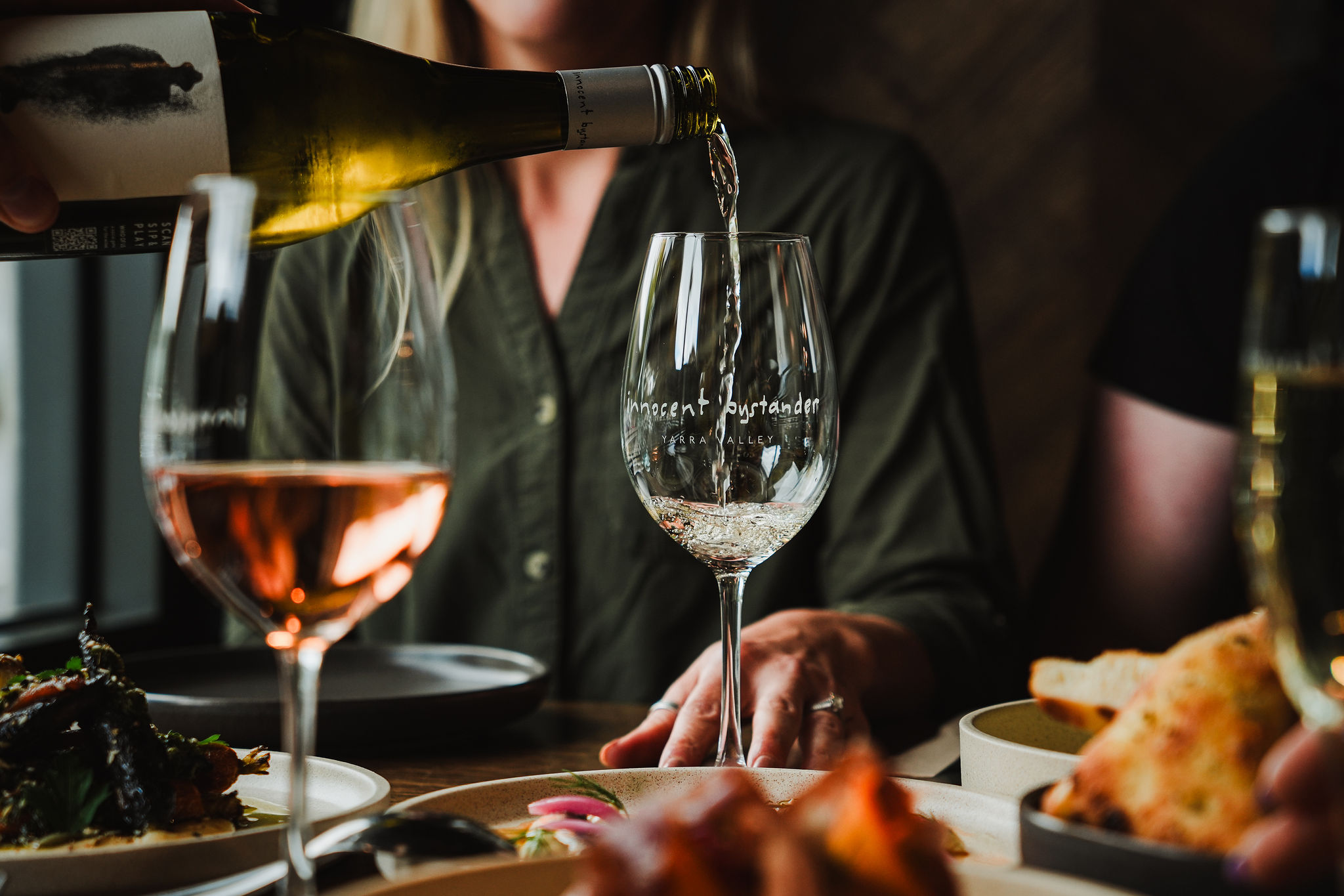 pouring wine at table