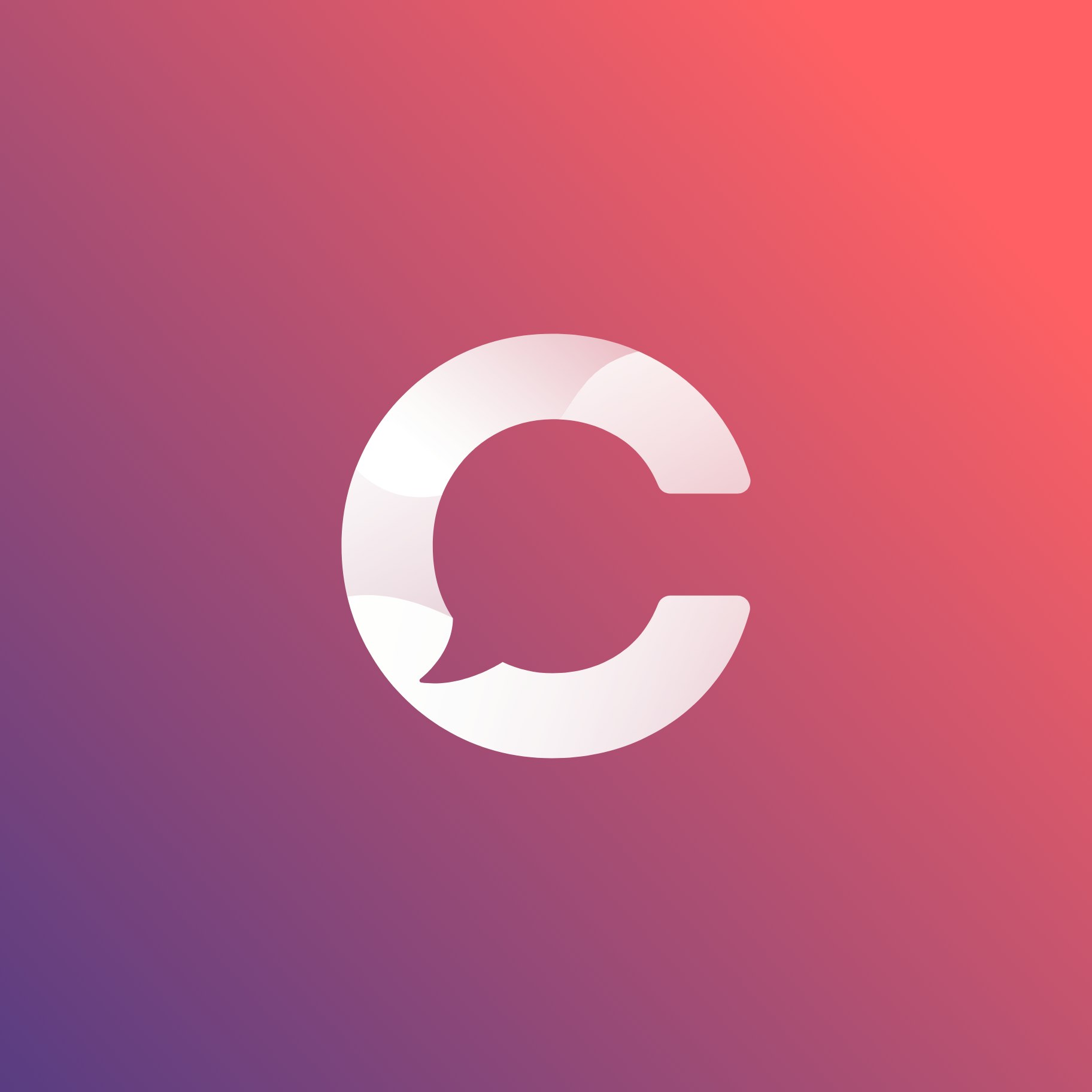Logo en forme de C de la plateforme citoyenne Citymag avec un fond de couleur dégradé du violet vers le corail