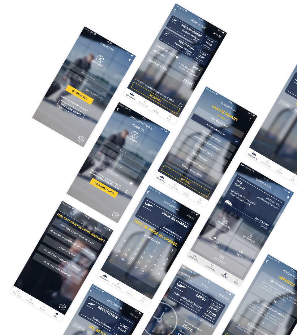 Blue Valet, Applications mobiles clients