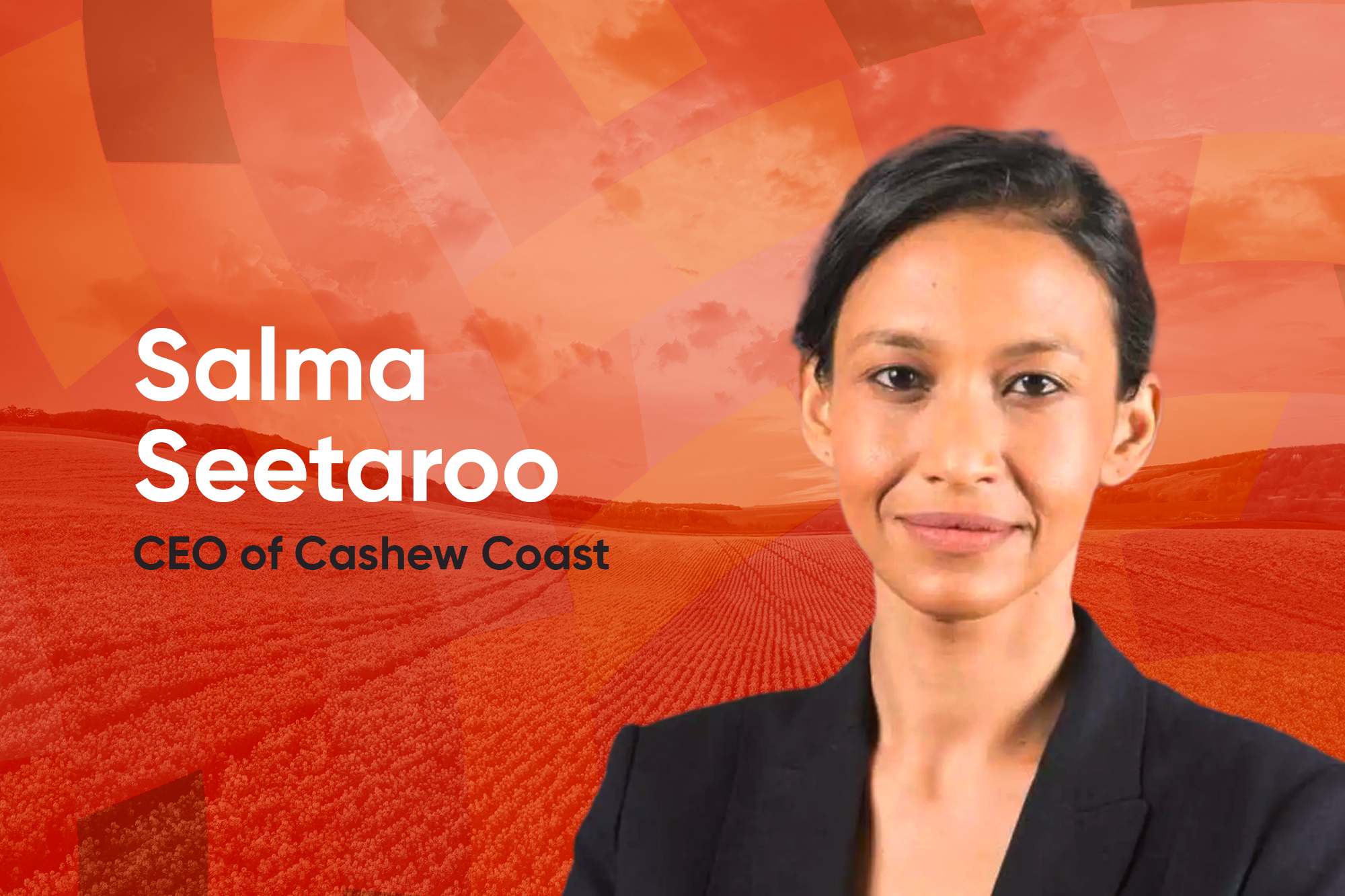 Portrait of Salma Seetaroo against an orange background