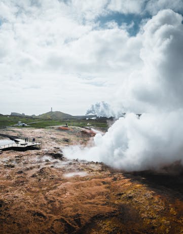 Gunnuhver is a highly active geothermal area of mud pools and steam vents on the southwest part of the Reykjanes Peninsula.