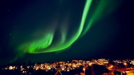 Northern Lights over Reykjavík taken with an iPhone.