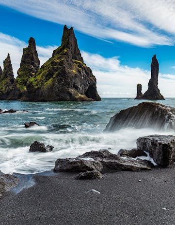 Reynisdrangar basalt sea stacks