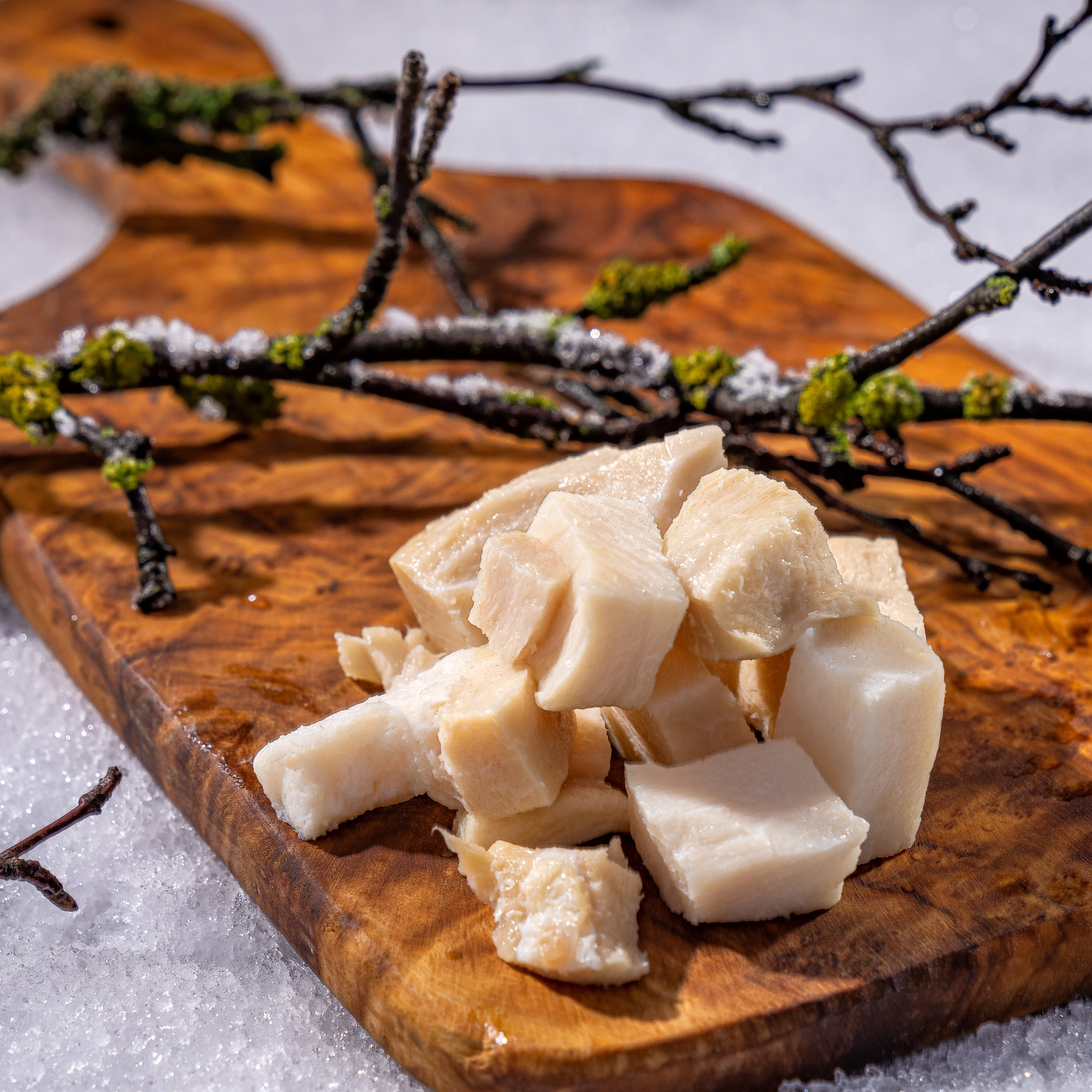 Hákarl is a national dish of Iceland consisting of a Greenland shark cured through fermentation and hung to dry for four to five months.
