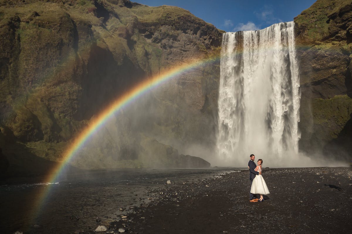 Wedding veils & veils of water. Photo: Bragi Thor at Iceland Wedding Photo