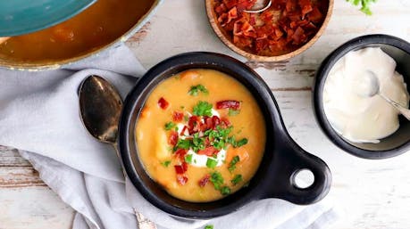 Salt-cured lamb and lentils are the base for a soup called saltkjöt og baunir.