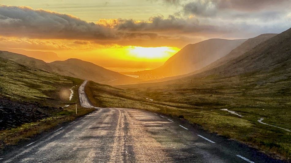 Road to Patreksfjörður at 9:39 PM