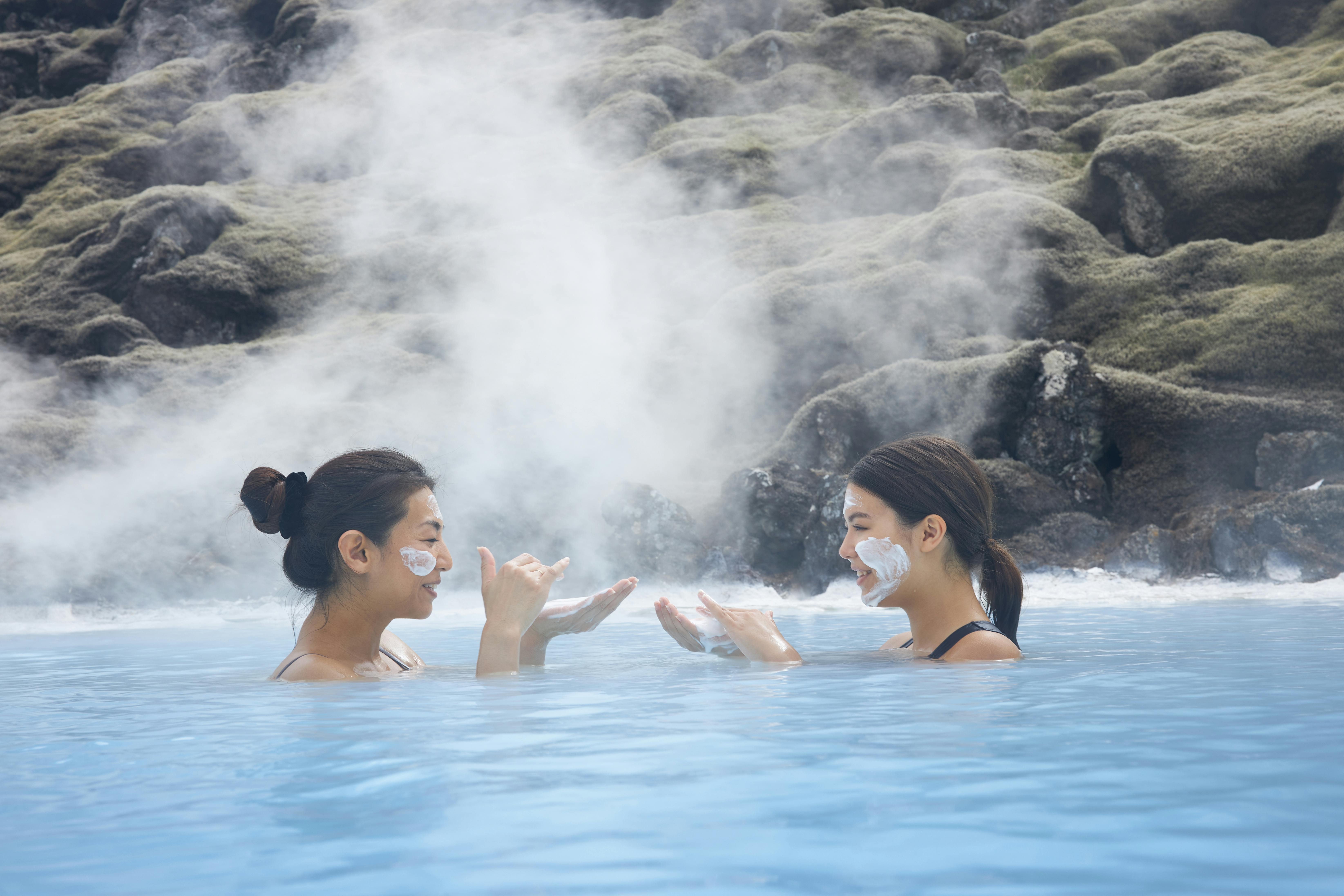 Two women enjoying the Blue Lagoon