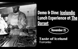 Demo & Dine A Taste of Iceland’s Gastronomic Bounty web graphic featuring Chef Hafliði Halldórsson.