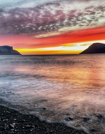 Þingeyri sunset at 10:33 PM