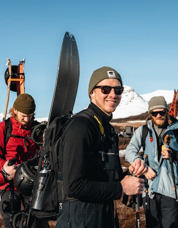 Skiers and splitboarders getting ready at Austurland Freeride Festival