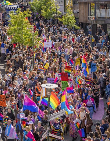 Reykjavík Pride parade from above