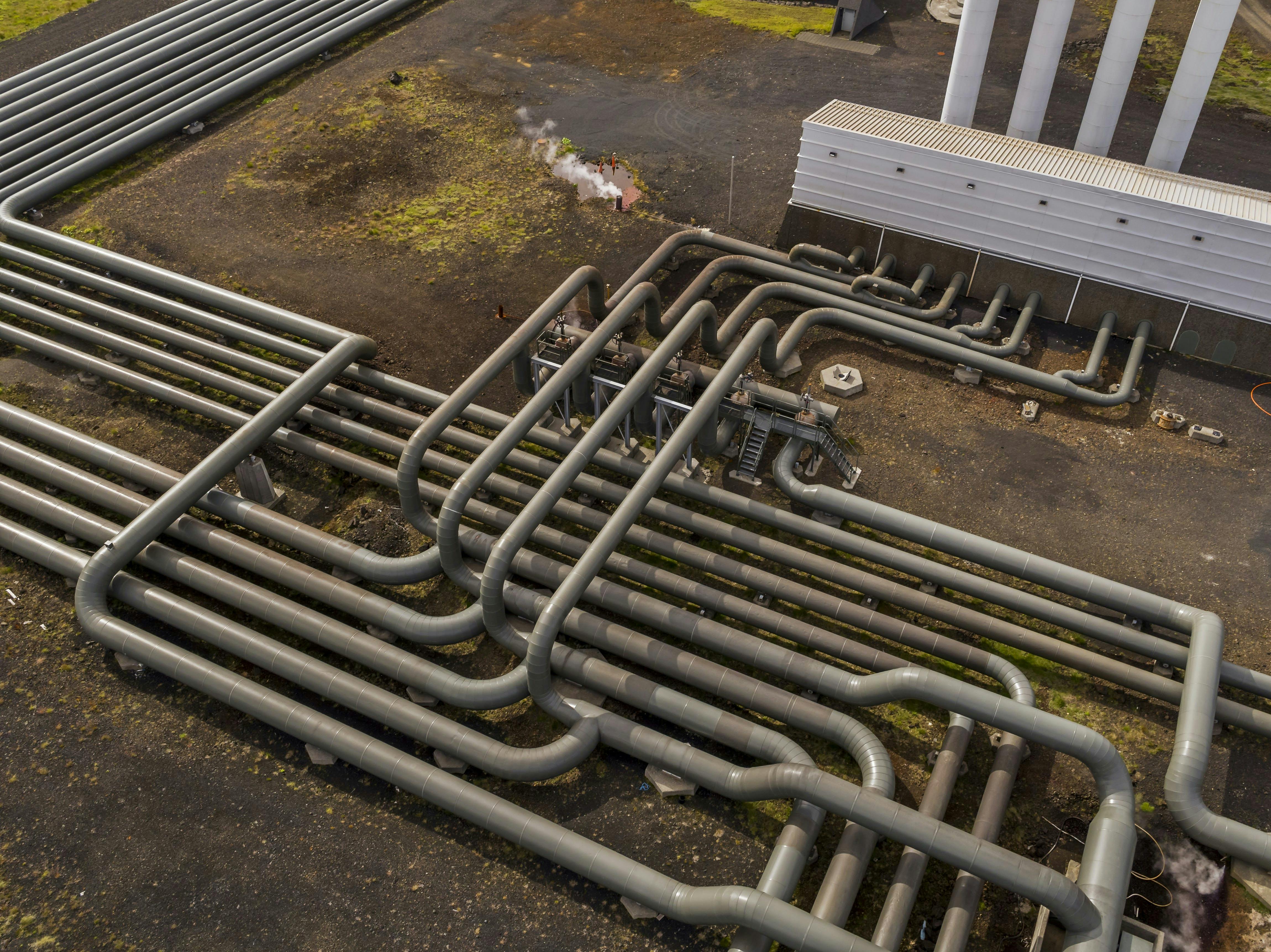 Pipes the Hellisheiði geothermal power plant