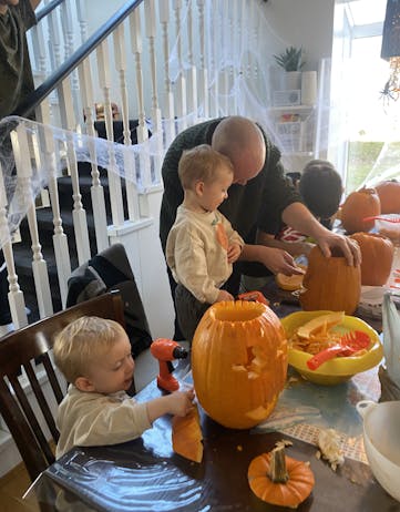 Carving pumpkins in Iceland
