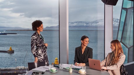 Women meeting in Harpa