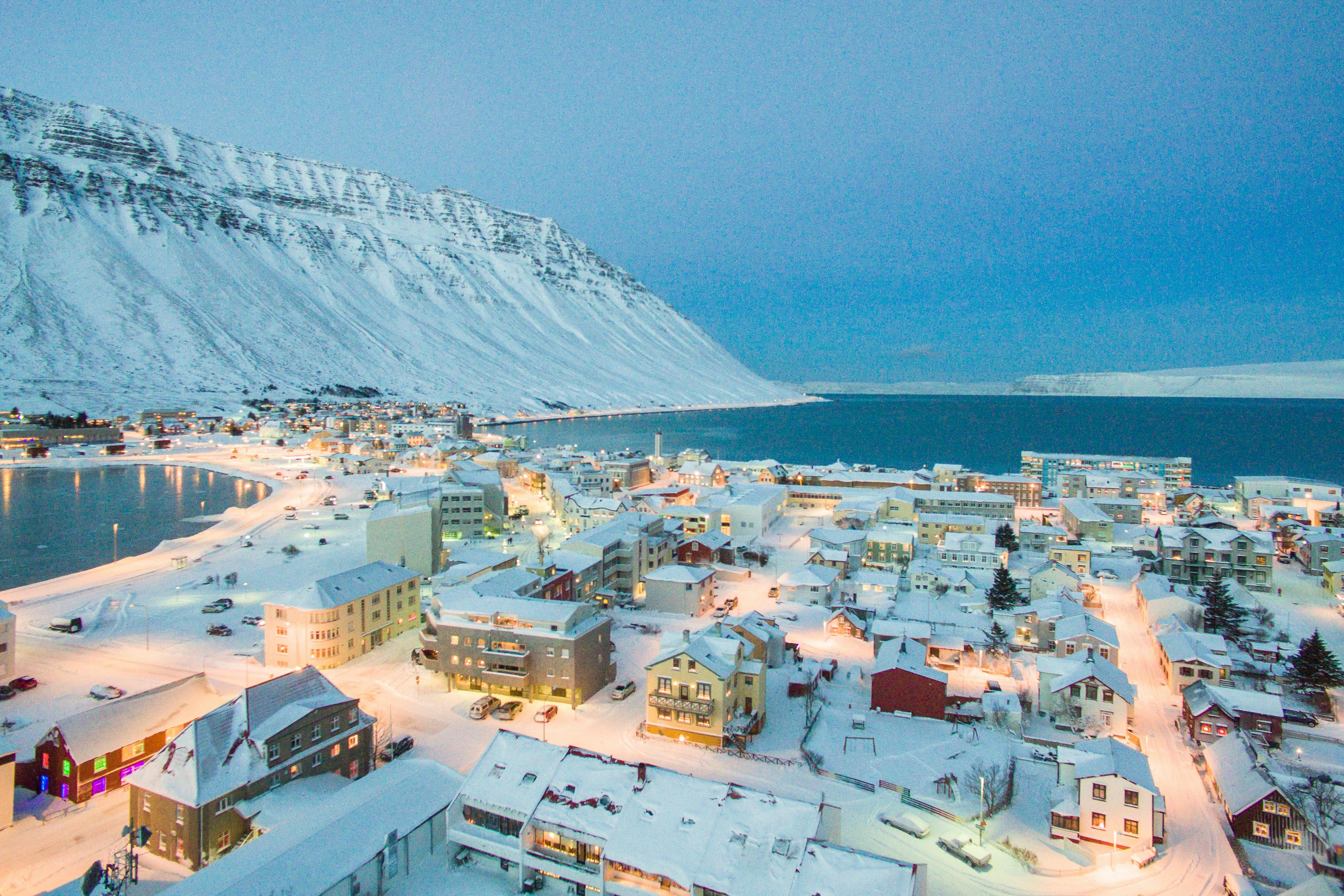 Bird's eye view of Ísafjörður