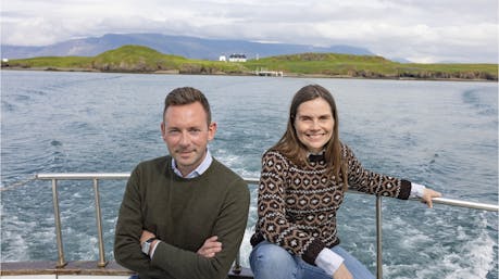 Ragnar Jónasson and Prime Minister Katrín Jakobsdóttir