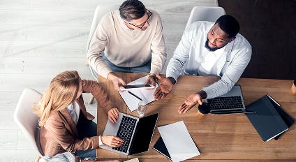 group of coworkers working together