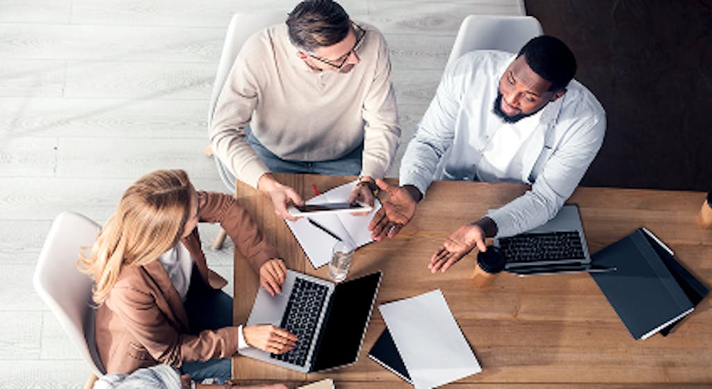 group of coworkers working together 