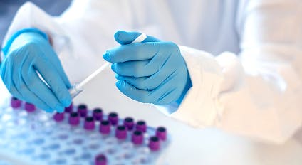 someone working in a healthcare laboratory