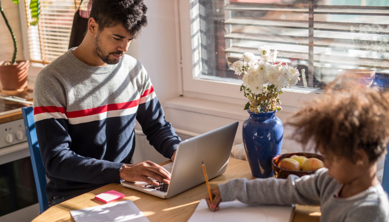 stock photo showing a person working from home