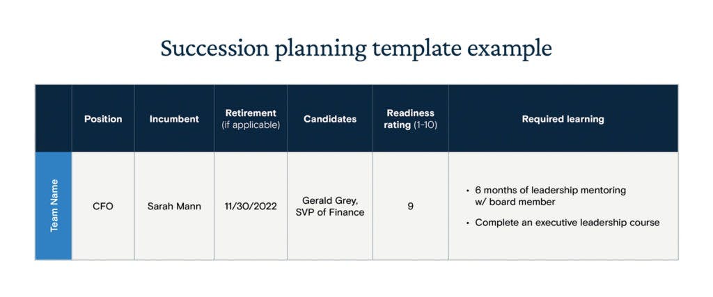 succession plan template example