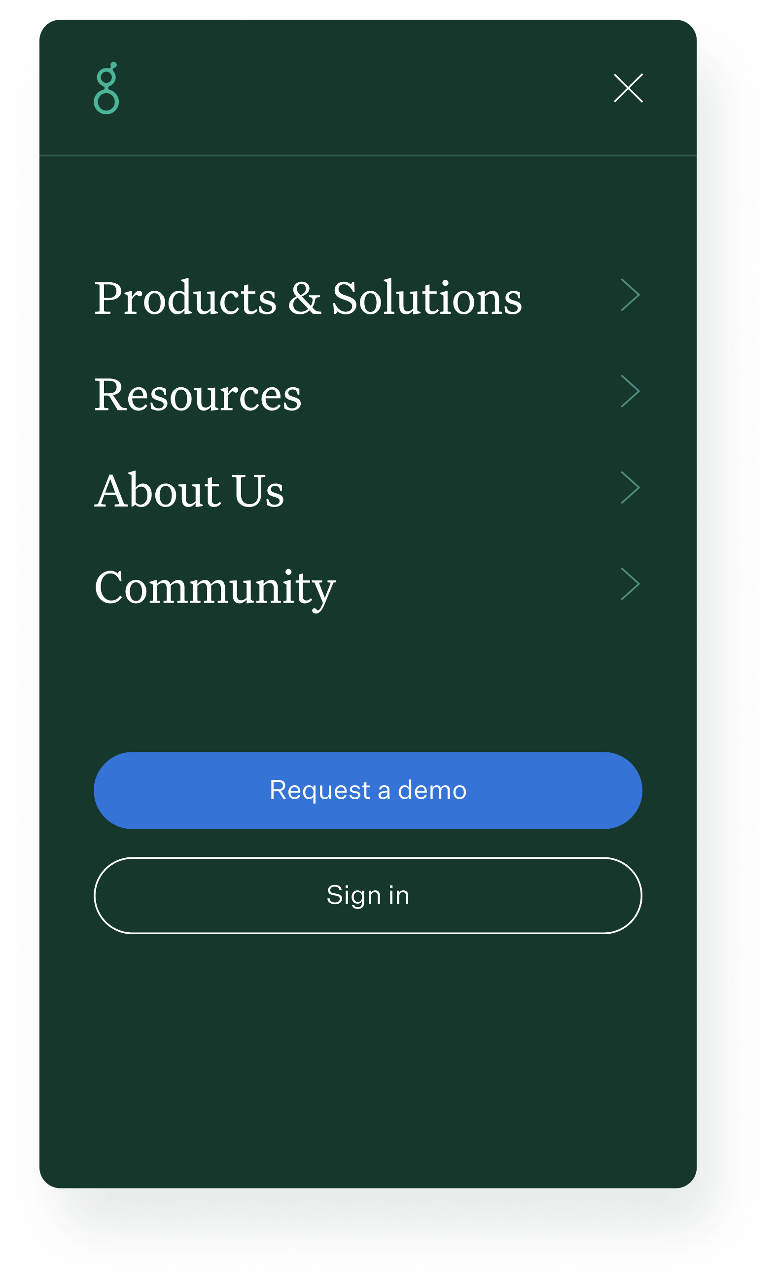 A view of greenhouse.io's mobile nav.