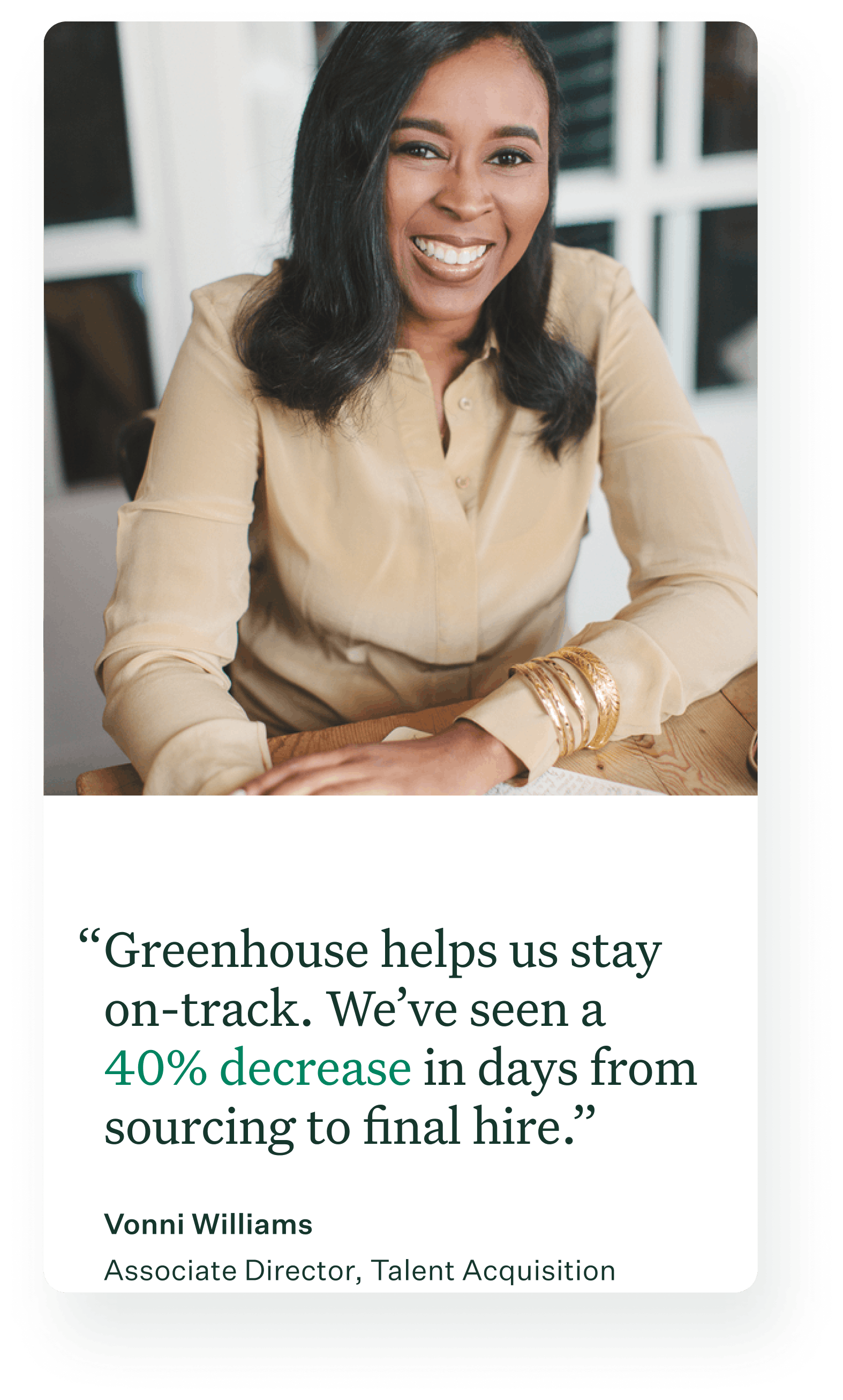 A mobile view of a testimonial on greenhouse.io.