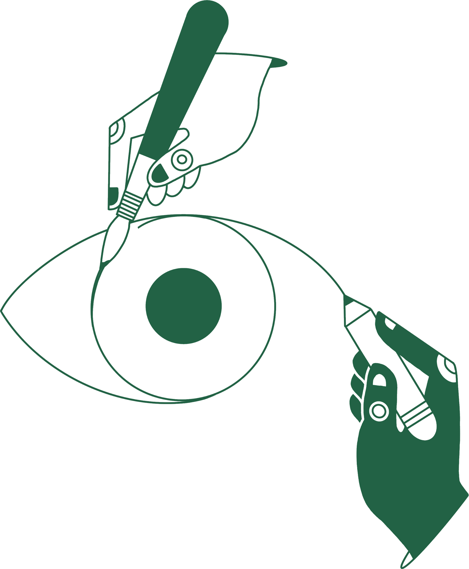 Two Hands drawing an eye iris