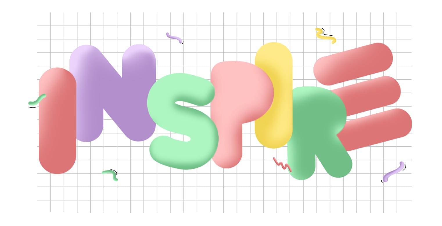 Inspire in pastel bubble letters