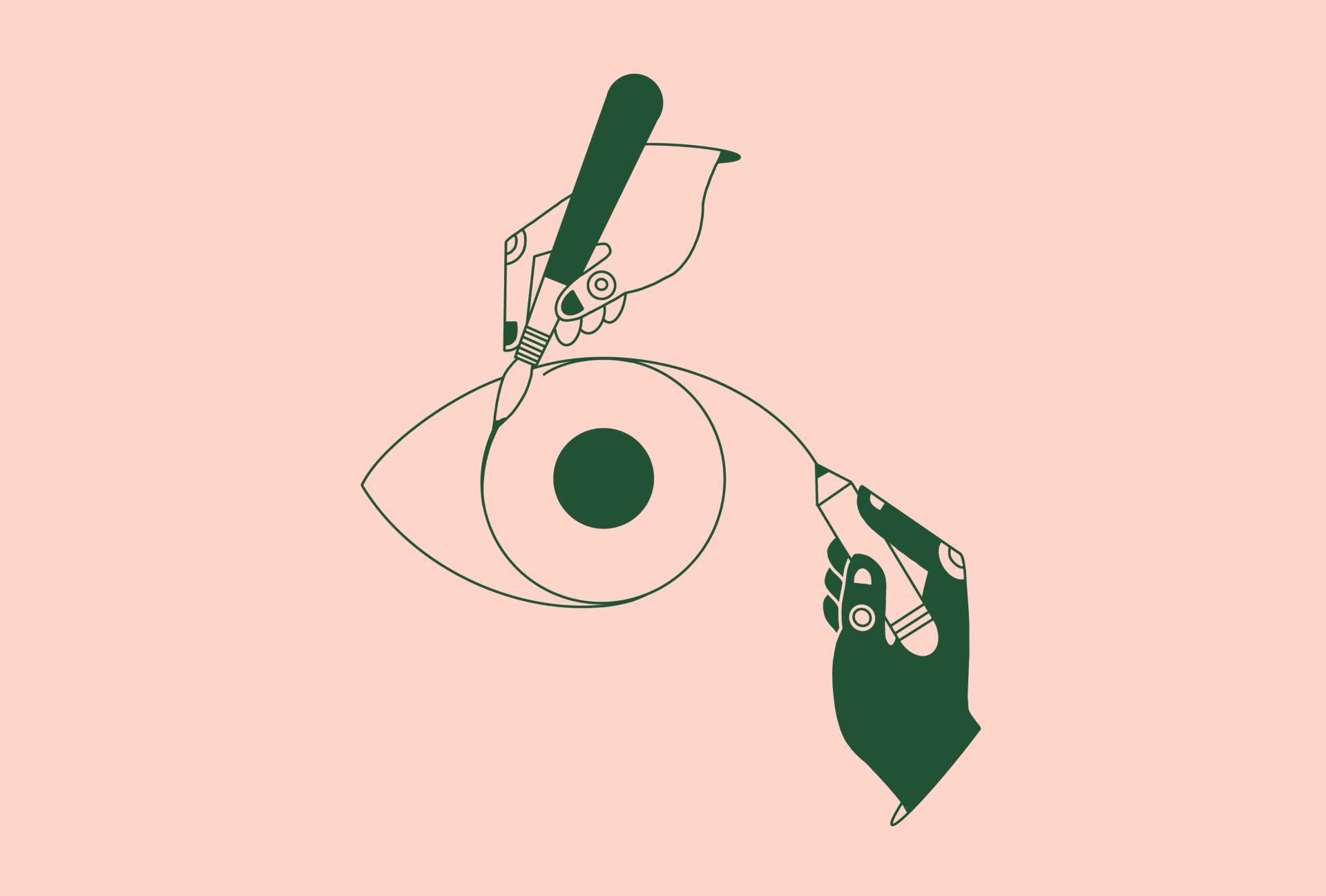 EDI Drawing of two hands connecting an eye.