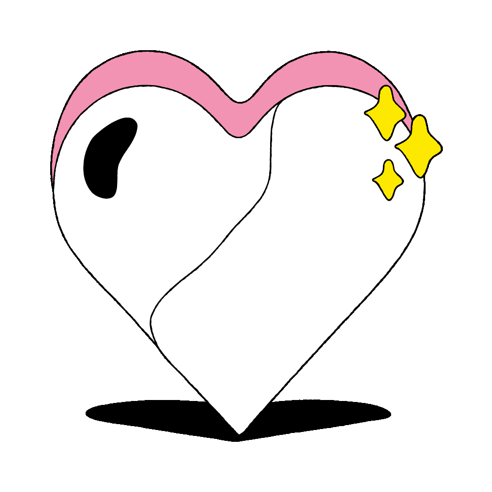 Animated illustration of a heart in the lower left