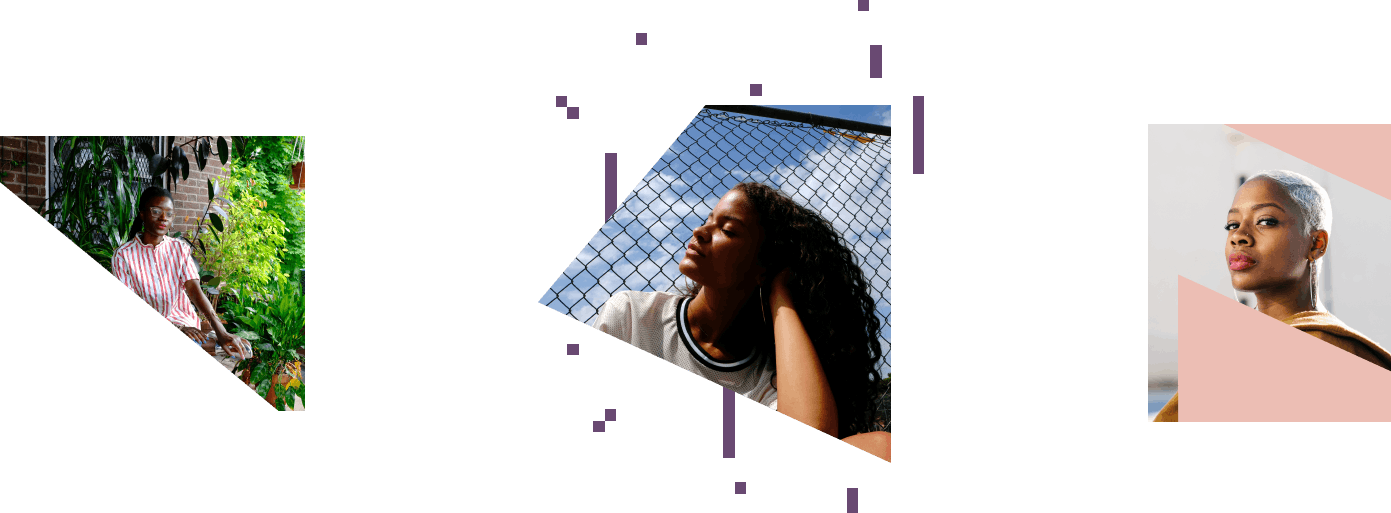 Shapes containing images of people that are used to make up the BankBlackUSA logo.