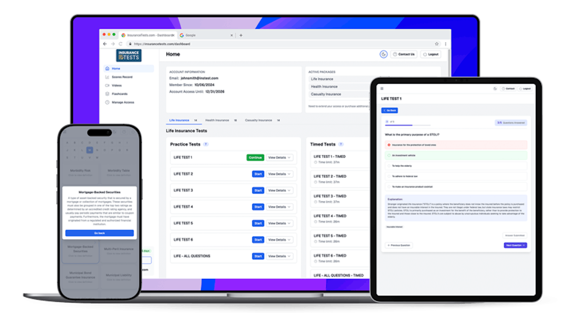 Insurance Practice Tests - Practice on any device