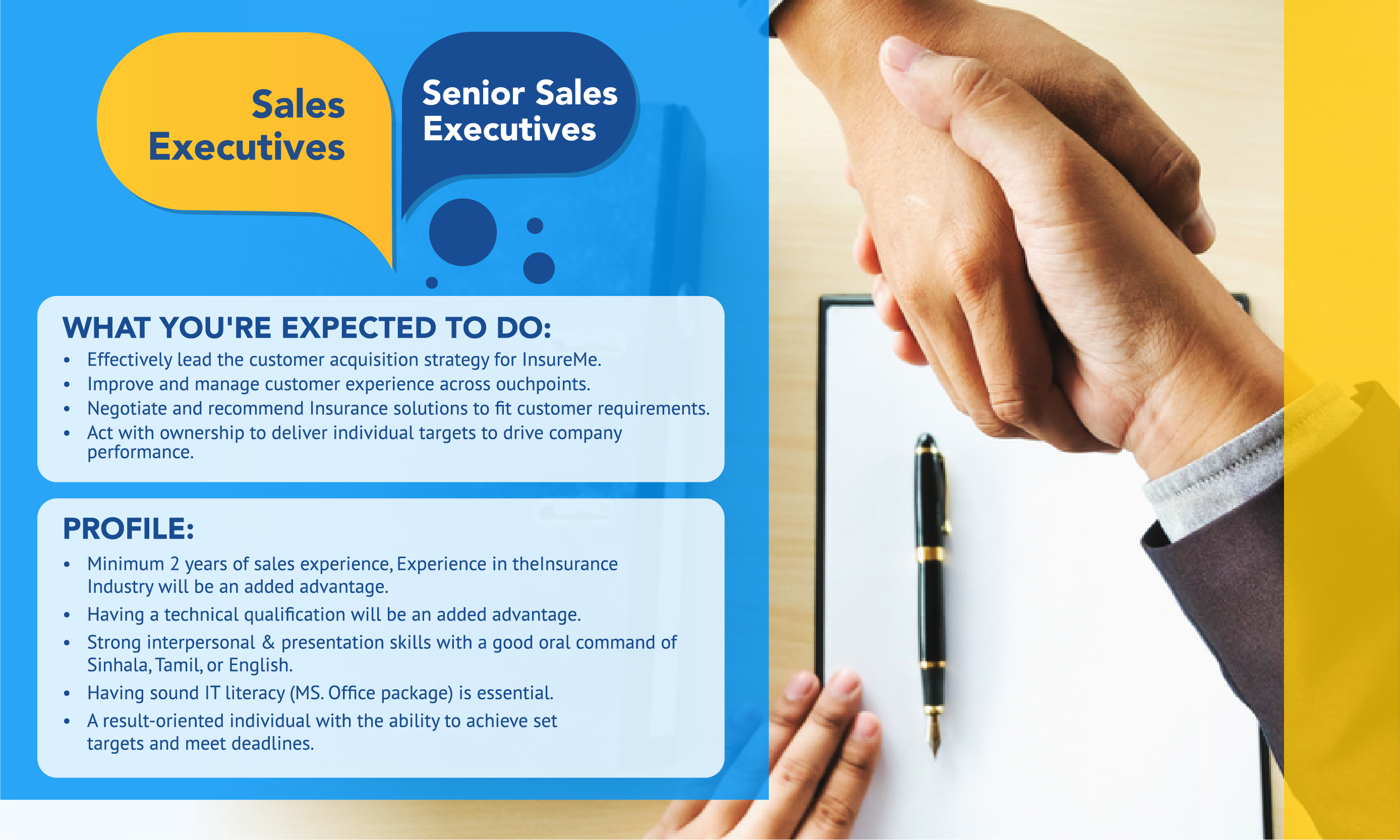 Senior Sales Executive and Sales Executives