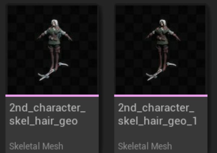 Two skeletal meshes 