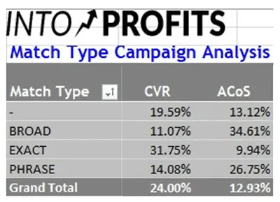 Intoprofits Match Type Campaign Analysis