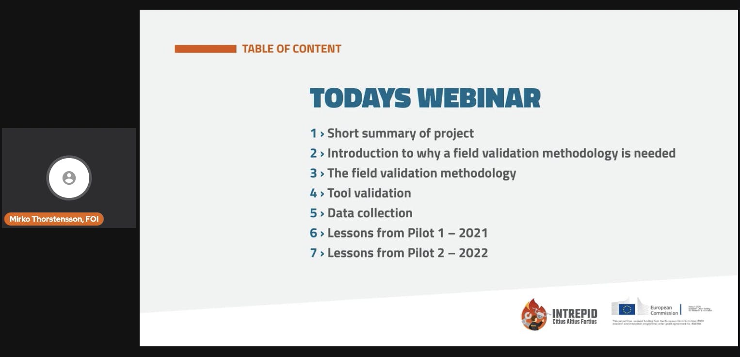 A screenshot from the webinar, showing Mirko presenting the table of content.