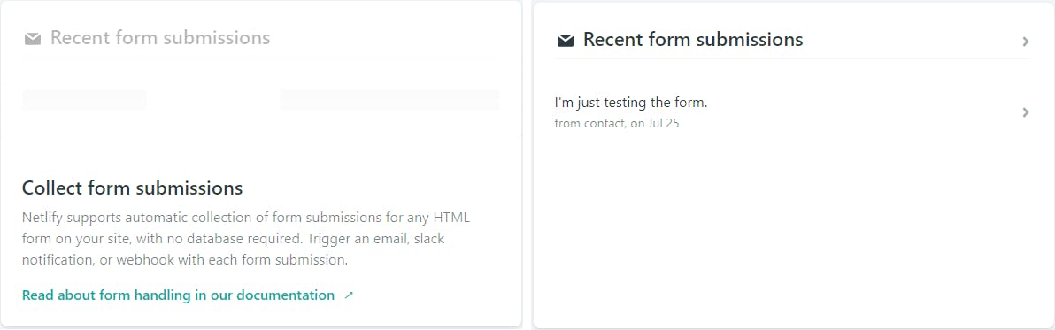 netlify console showing forms