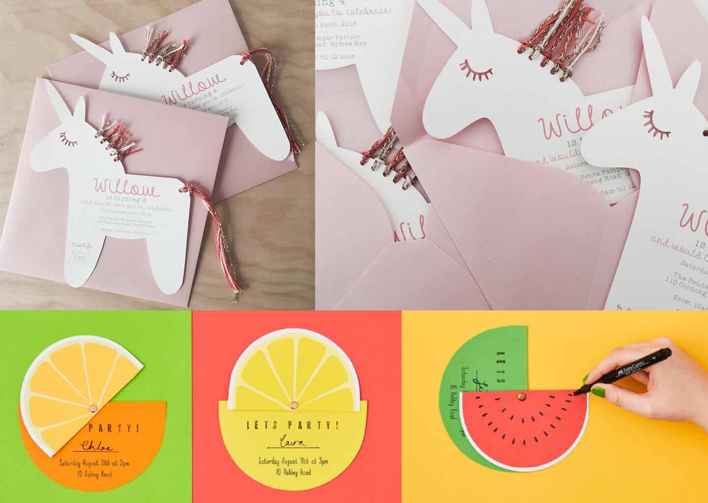 Görselde iki farklı modelde tasarlanmış el yapımı davetiye örnekleri bulunuyor.