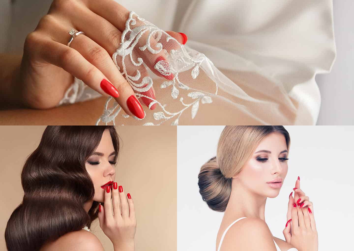 Görselde tırnakları kırmızı renkte olan kadın resimleri bulunuyor.