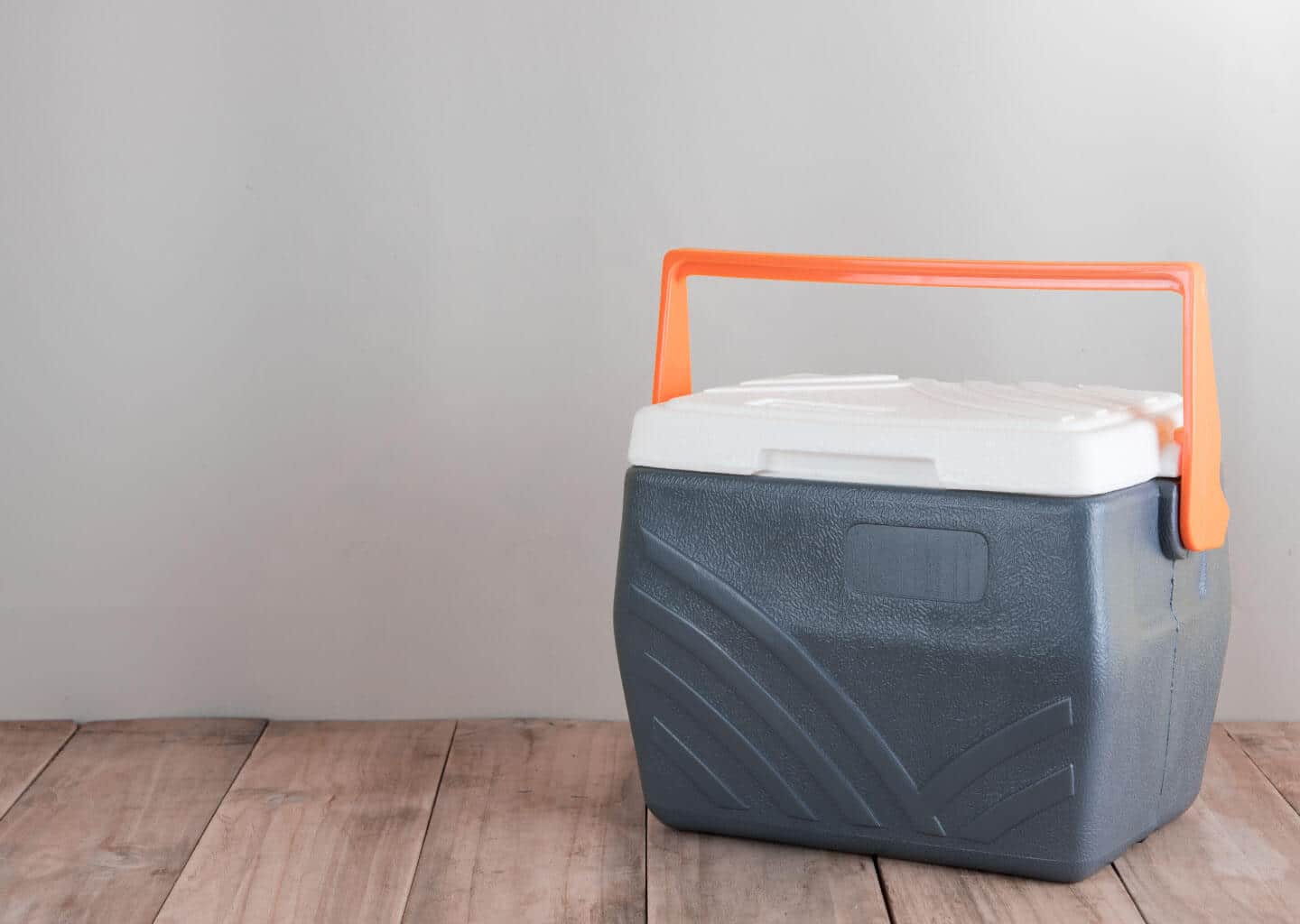 Ahşap zemin üzerinde bir buzluk bulunuyor.