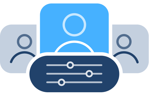 three person icons with sliders