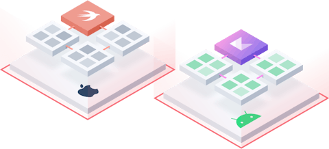 android and apple platforms with blocks on top