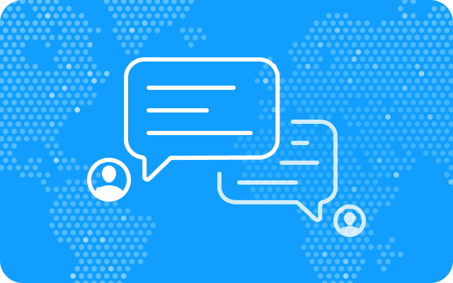 Message icons with world map behind