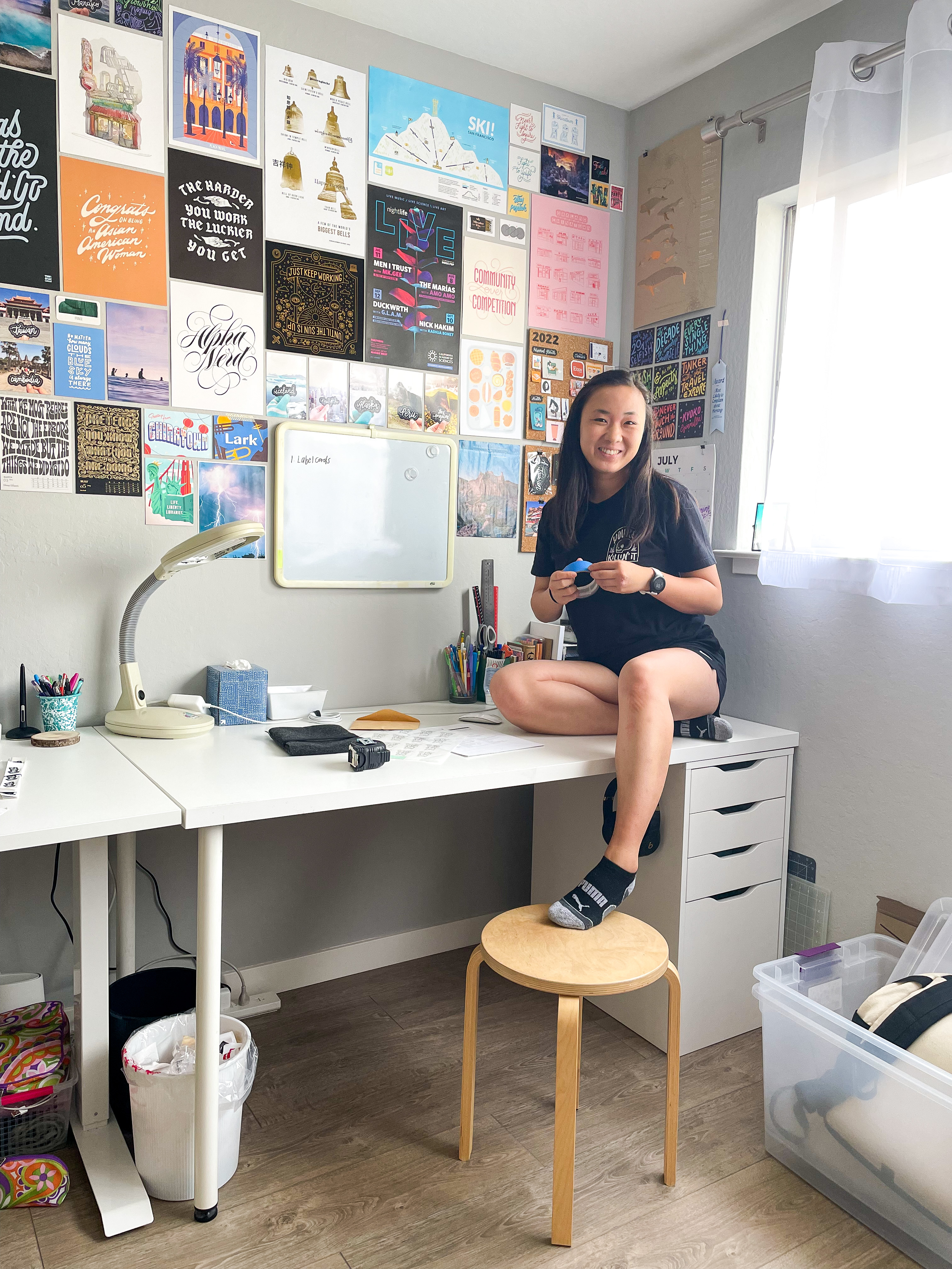 a person in front of her original art 