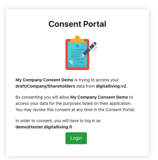 Screenshot of consent provider