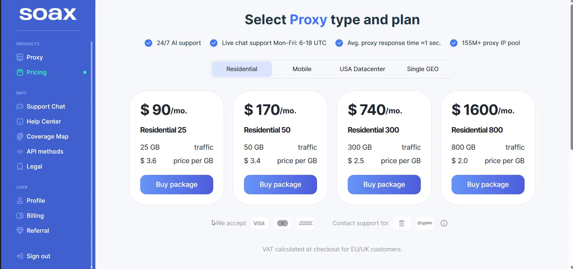 Prices - how much do residential proxies from SOAX cost?